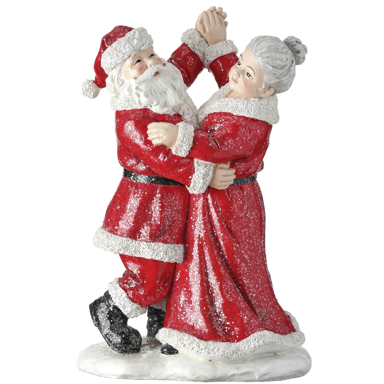 Contemporary Home Living 9.75" Red and White Santa and Mrs. Claus Dancing Christmas Figurine
